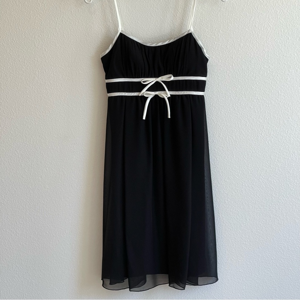 BCX Dress With Bows Empire Waist Spaghetti Straps and Built-In Bra